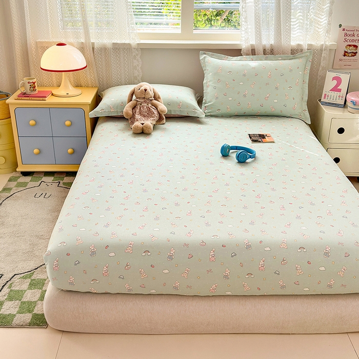 91家纺网 家纺一手货源 找家纺 拾物记 2026新款第一批12868A类全棉单品床笠系列（床笠宽度预留10厘米缩水尺寸, 90x200床笠高度15厘米，适合4-15厘米学生床垫使用，其他尺寸床笠高28cm 适合4-28厘米床垫使