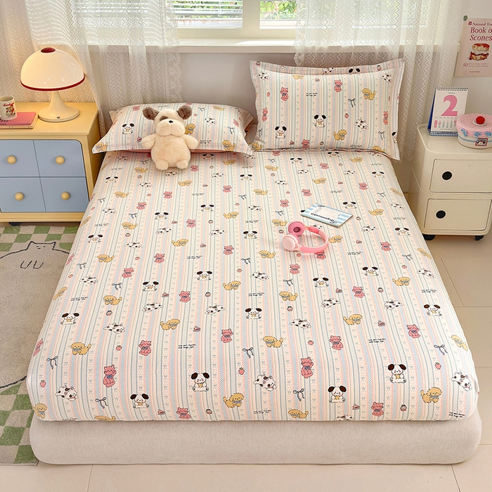 91家纺网 家纺一手货源 找家纺 拾物记 2026新款第一批12868A类全棉单品床笠系列（床笠宽度预留10厘米缩水尺寸, 90x200床笠高度15厘米，适合4-15厘米学生床垫使用，其他尺寸床笠高28cm 适合4-28厘米床垫使