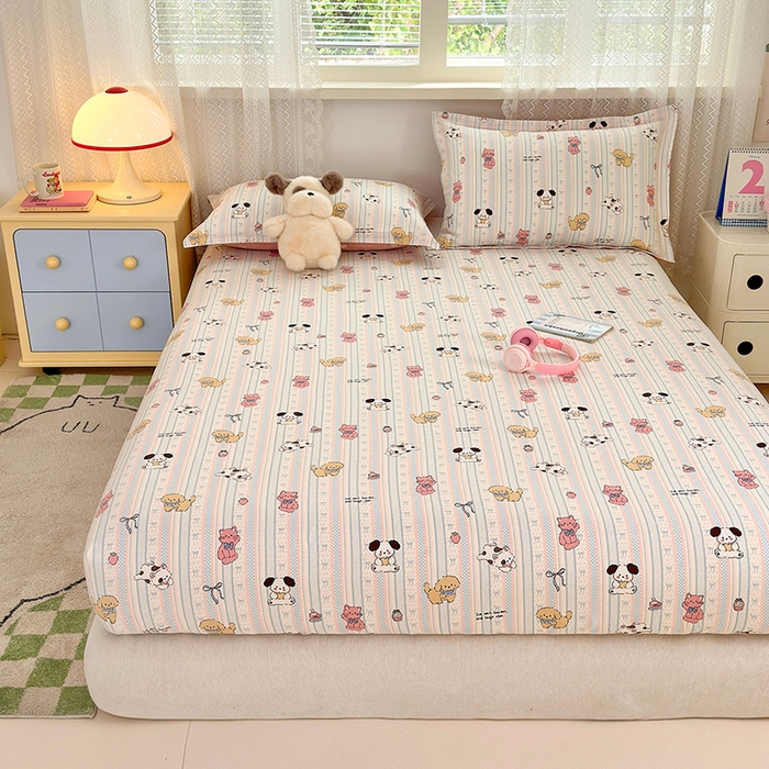 91家纺网 家纺一手货源 找家纺 拾物记 2026新款第一批12868A类全棉单品床笠系列（床笠宽度预留10厘米缩水尺寸, 90x200床笠高度15厘米，适合4-15厘米学生床垫使用，其他尺寸床笠高28cm 适合4-28厘米床垫使