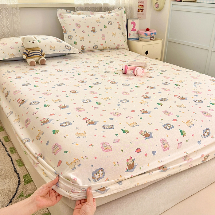 91家纺网 家纺一手货源 找家纺 拾物记 2026新款第一批12868A类全棉单品床笠系列（床笠宽度预留10厘米缩水尺寸, 90x200床笠高度15厘米，适合4-15厘米学生床垫使用，其他尺寸床笠高28cm 适合4-28厘米床垫使