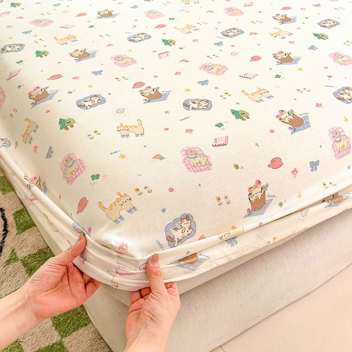 91家纺网 家纺一手货源 找家纺 拾物记 2026新款第一批12868A类全棉单品床笠系列（床笠宽度预留10厘米缩水尺寸, 90x200床笠高度15厘米，适合4-15厘米学生床垫使用，其他尺寸床笠高28cm 适合4-28厘米床垫使