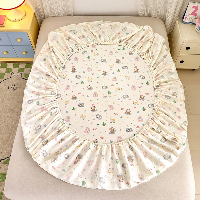 91家纺网 家纺一手货源 找家纺 拾物记 2026新款第一批12868A类全棉单品床笠系列（床笠宽度预留10厘米缩水尺寸, 90x200床笠高度15厘米，适合4-15厘米学生床垫使用，其他尺寸床笠高28cm 适合4-28厘米床垫使