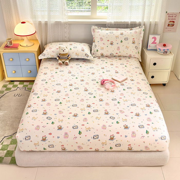 91家纺网 家纺一手货源 找家纺 拾物记 2026新款第一批12868A类全棉单品床笠系列（床笠宽度预留10厘米缩水尺寸, 90x200床笠高度15厘米，适合4-15厘米学生床垫使用，其他尺寸床笠高28cm 适合4-28厘米床垫使