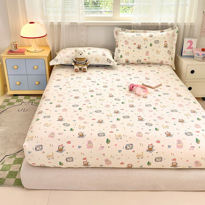 91家纺网 家纺一手货源 找家纺 拾物记 2026新款第一批12868A类全棉单品床笠系列（床笠宽度预留10厘米缩水尺寸, 90x200床笠高度15厘米，适合4-15厘米学生床垫使用，其他尺寸床笠高28cm 适合4-28厘米床垫使