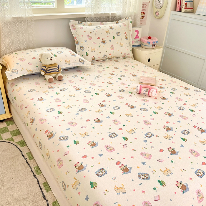 91家纺网 家纺一手货源 找家纺 拾物记 2026新款第一批12868A类全棉单品床笠系列（床笠宽度预留10厘米缩水尺寸, 90x200床笠高度15厘米，适合4-15厘米学生床垫使用，其他尺寸床笠高28cm 适合4-28厘米床垫使