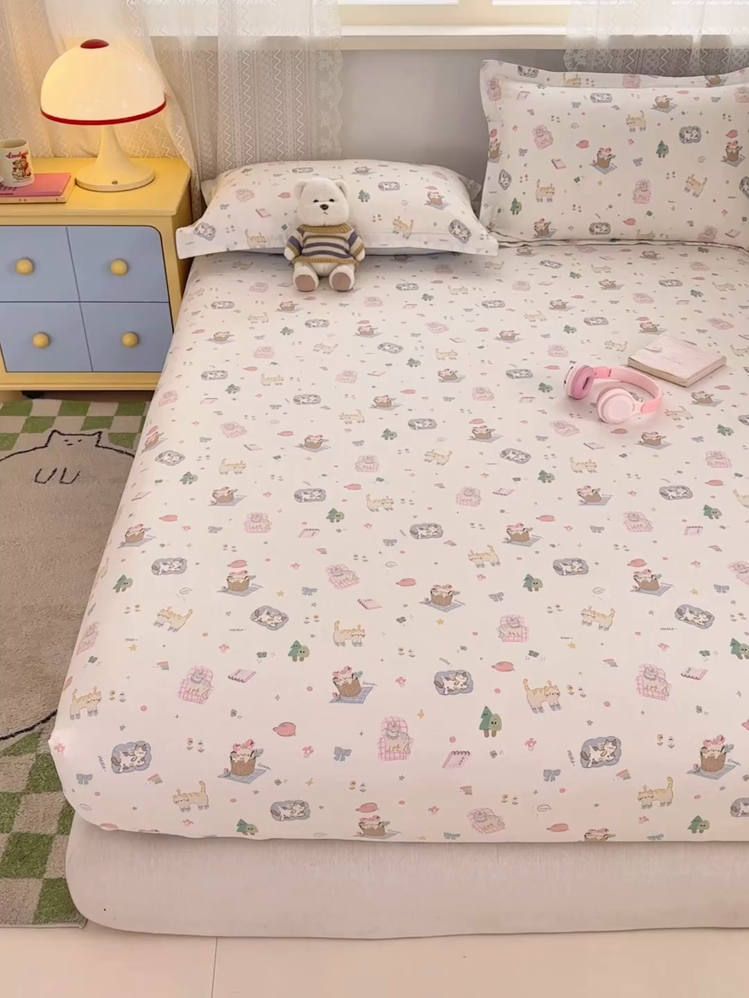 91家纺网 家纺一手货源 找家纺 拾物记 2026新款第一批12868A类全棉单品床笠系列（床笠宽度预留10厘米缩水尺寸, 90x200床笠高度15厘米，适合4-15厘米学生床垫使用，其他尺寸床笠高28cm 适合4-28厘米床垫使