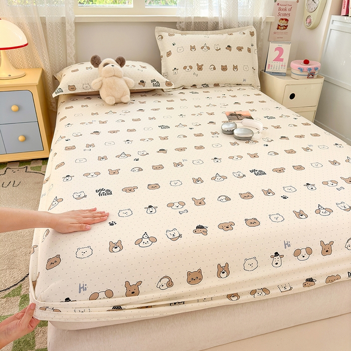 91家纺网 家纺一手货源 找家纺 拾物记 2026新款第一批12868A类全棉单品床笠系列（床笠宽度预留10厘米缩水尺寸, 90x200床笠高度15厘米，适合4-15厘米学生床垫使用，其他尺寸床笠高28cm 适合4-28厘米床垫使