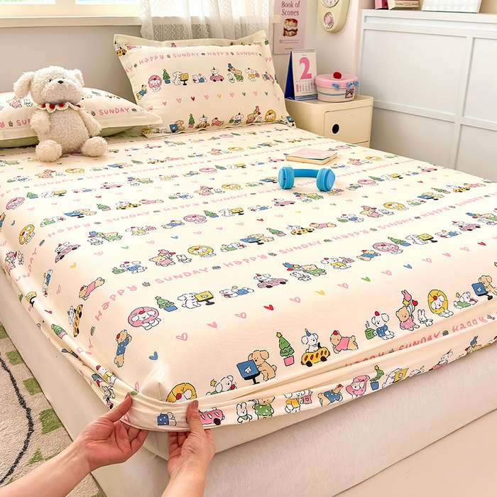 91家纺网 家纺一手货源 找家纺 拾物记 2026新款第一批12868A类全棉单品床笠系列（床笠宽度预留10厘米缩水尺寸, 90x200床笠高度15厘米，适合4-15厘米学生床垫使用，其他尺寸床笠高28cm 适合4-28厘米床垫使