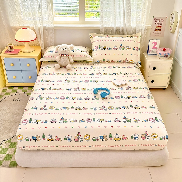 91家纺网 家纺一手货源 找家纺 拾物记 2026新款第一批12868A类全棉单品床笠系列（床笠宽度预留10厘米缩水尺寸, 90x200床笠高度15厘米，适合4-15厘米学生床垫使用，其他尺寸床笠高28cm 适合4-28厘米床垫使