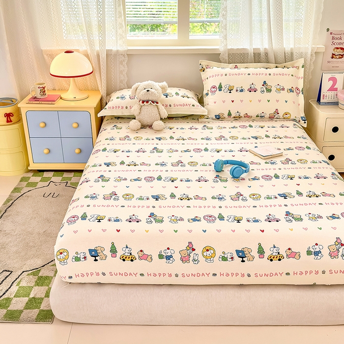 91家纺网 家纺一手货源 找家纺 拾物记 2026新款第一批12868A类全棉单品床笠系列（床笠宽度预留10厘米缩水尺寸, 90x200床笠高度15厘米，适合4-15厘米学生床垫使用，其他尺寸床笠高28cm 适合4-28厘米床垫使