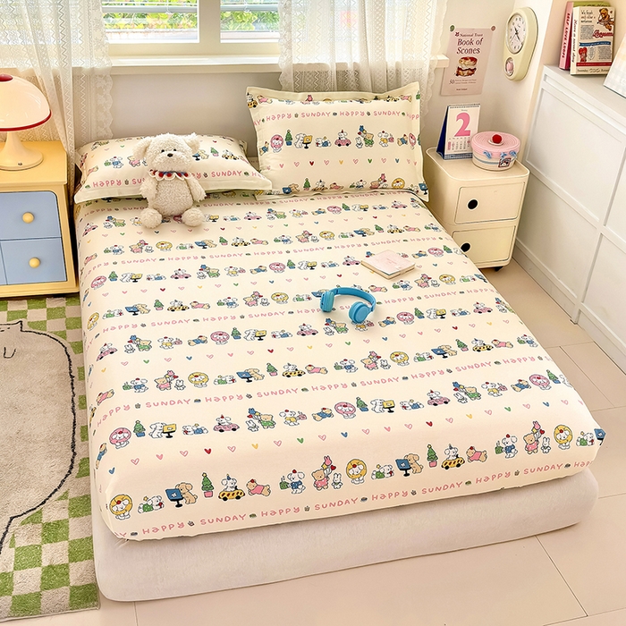 91家纺网 家纺一手货源 找家纺 拾物记 2026新款第一批12868A类全棉单品床笠系列（床笠宽度预留10厘米缩水尺寸, 90x200床笠高度15厘米，适合4-15厘米学生床垫使用，其他尺寸床笠高28cm 适合4-28厘米床垫使