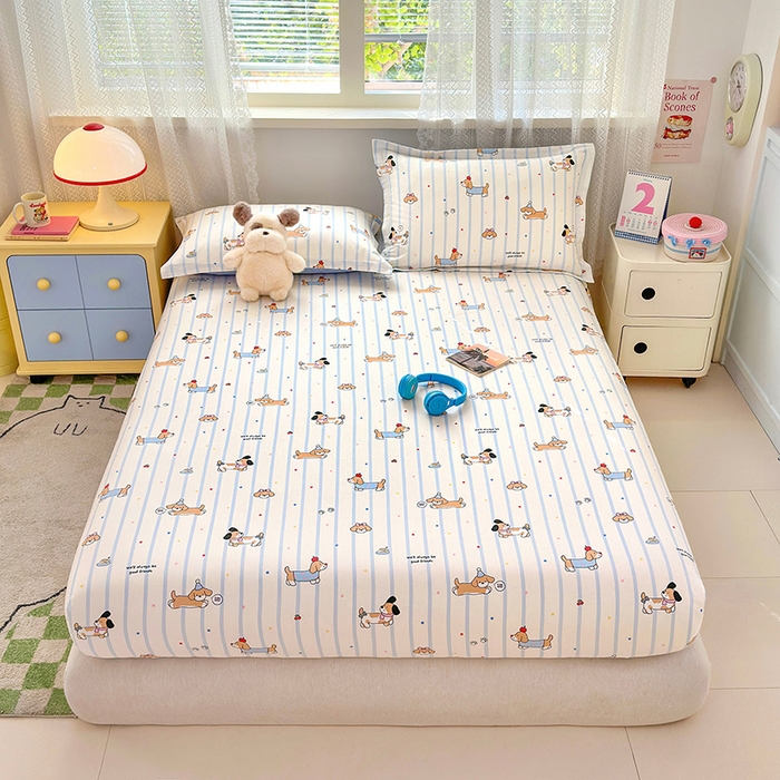 91家纺网 家纺一手货源 找家纺 拾物记 2026新款第一批12868A类全棉单品床笠系列（床笠宽度预留10厘米缩水尺寸, 90x200床笠高度15厘米，适合4-15厘米学生床垫使用，其他尺寸床笠高28cm 适合4-28厘米床垫使