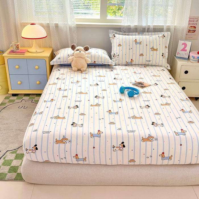 91家纺网 家纺一手货源 找家纺 拾物记 2026新款第一批12868A类全棉单品床笠系列（床笠宽度预留10厘米缩水尺寸, 90x200床笠高度15厘米，适合4-15厘米学生床垫使用，其他尺寸床笠高28cm 适合4-28厘米床垫使