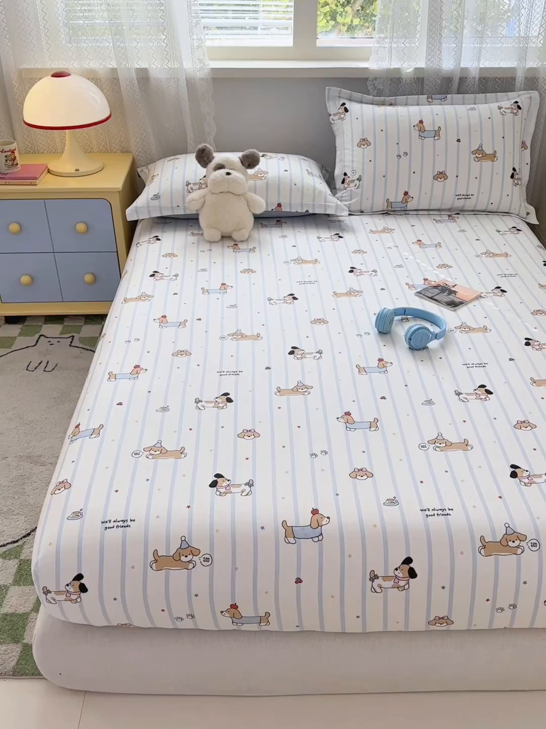 91家纺网 家纺一手货源 找家纺 拾物记 2026新款第一批12868A类全棉单品床笠系列（床笠宽度预留10厘米缩水尺寸, 90x200床笠高度15厘米，适合4-15厘米学生床垫使用，其他尺寸床笠高28cm 适合4-28厘米床垫使