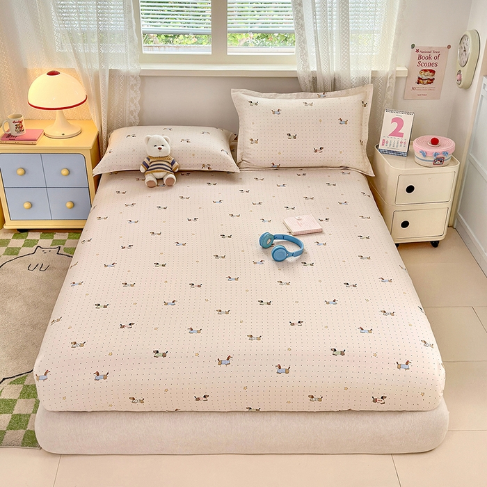 91家纺网 家纺一手货源 找家纺 拾物记 2026新款第一批12868A类全棉单品床笠系列（床笠宽度预留10厘米缩水尺寸, 90x200床笠高度15厘米，适合4-15厘米学生床垫使用，其他尺寸床笠高28cm 适合4-28厘米床垫使