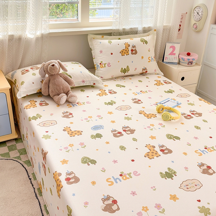 91家纺网 家纺一手货源 找家纺 拾物记 2026新款第一批12868A类全棉单品床单系列 森林伙伴