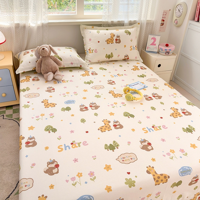 91家纺网 家纺一手货源 找家纺 拾物记 2026新款第一批12868A类全棉单品床单系列 森林伙伴