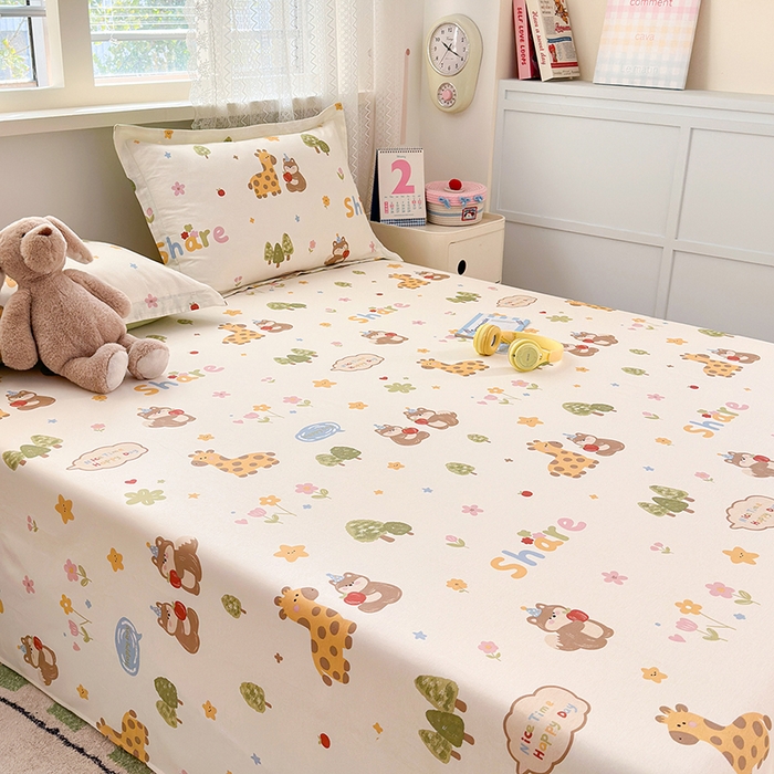 91家纺网 家纺一手货源 找家纺 拾物记 2026新款第一批12868A类全棉单品床单系列 森林伙伴