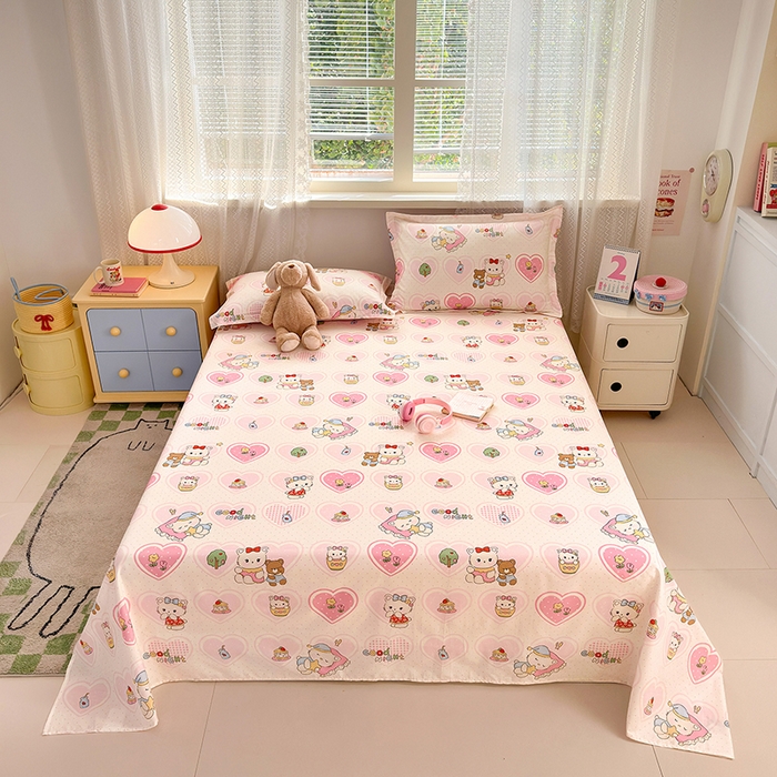 91家纺网 家纺一手货源 找家纺 拾物记 2026新款第一批12868A类新疆全棉单品床单系列 爱心喵