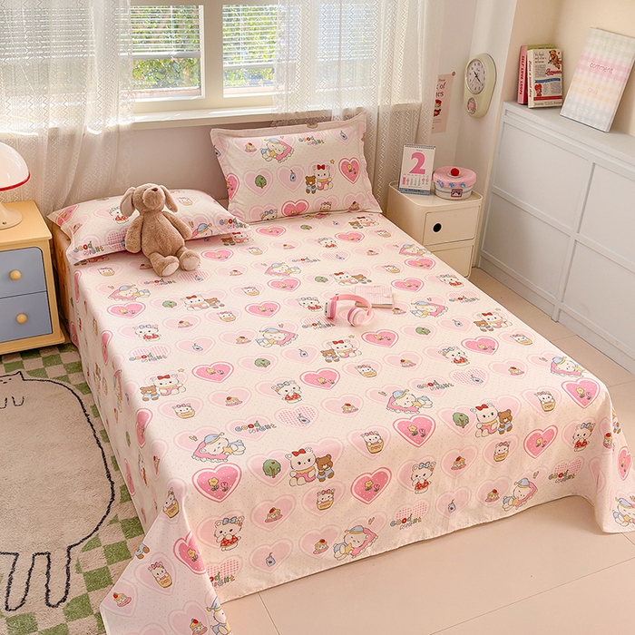 91家纺网 家纺一手货源 找家纺 拾物记 2026新款第一批12868A类新疆全棉单品床单系列 爱心喵