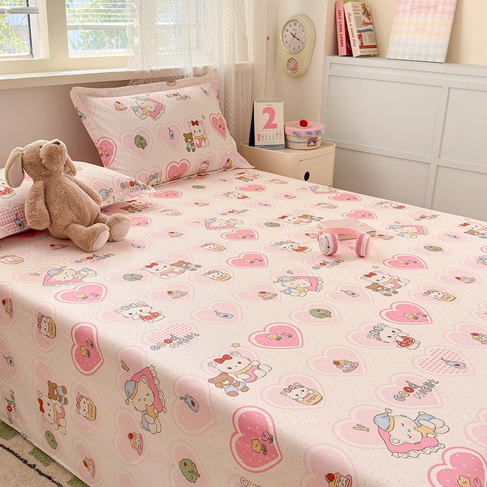 91家纺网 家纺一手货源 找家纺 拾物记 2026新款第一批12868A类新疆全棉单品床单系列 爱心喵