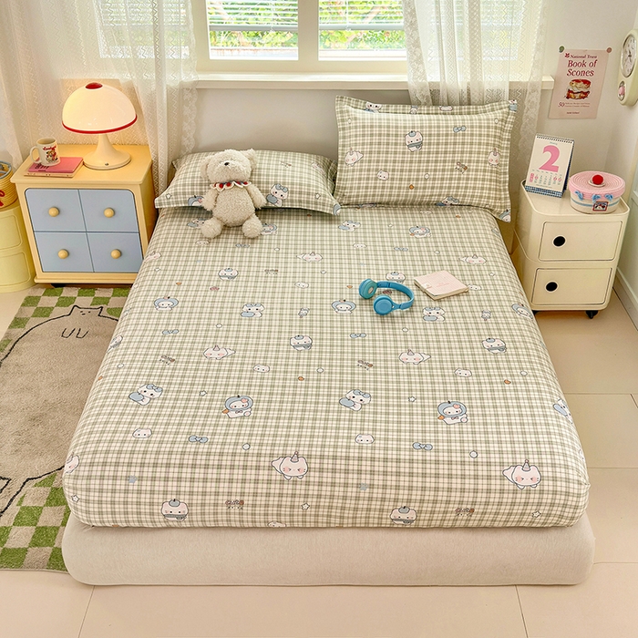 91家纺网 家纺一手货源 找家纺 拾物记 2026新款第一批12868A类全棉单品床笠系列（床笠宽度预留10厘米缩水尺寸, 90x200床笠高度15厘米，适合4-15厘米学生床垫使用，其他尺寸床笠高28cm 适合4-28厘米床垫使