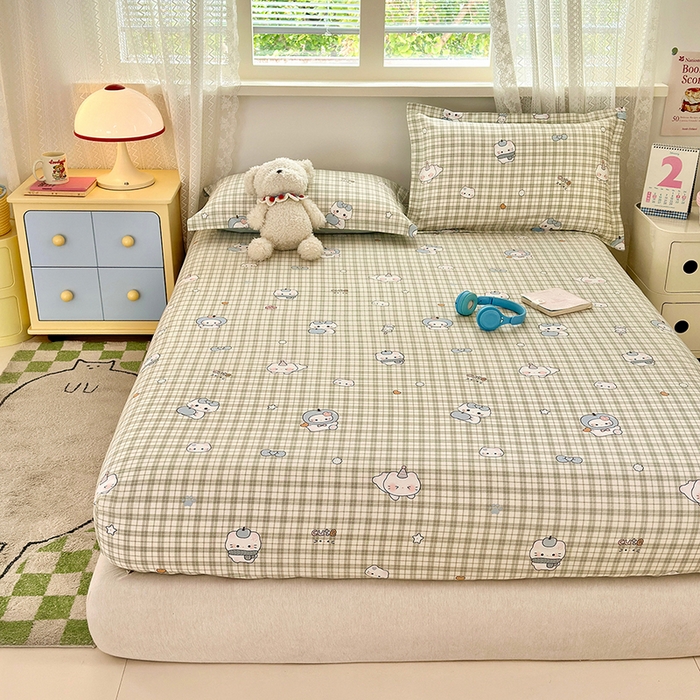 91家纺网 家纺一手货源 找家纺 拾物记 2026新款第一批12868A类全棉单品床笠系列（床笠宽度预留10厘米缩水尺寸, 90x200床笠高度15厘米，适合4-15厘米学生床垫使用，其他尺寸床笠高28cm 适合4-28厘米床垫使