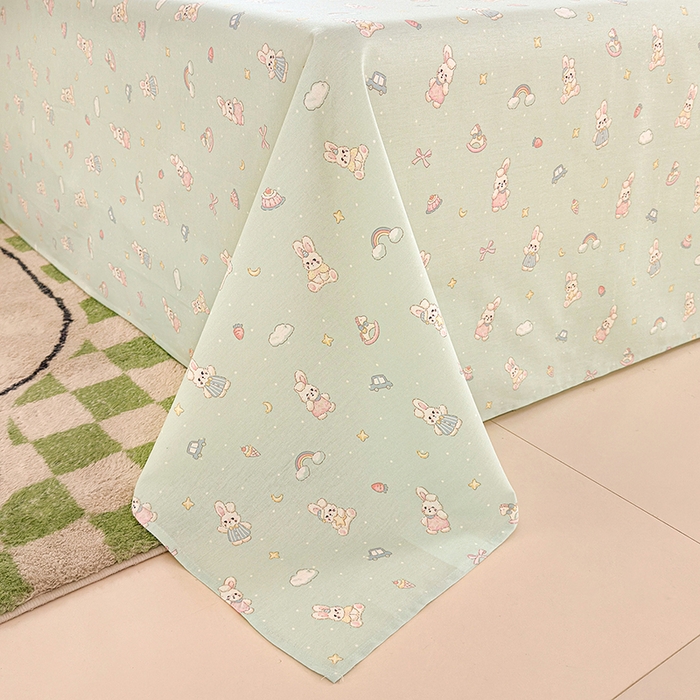 91家纺网 家纺一手货源 找家纺 拾物记 2026新款第一批12868A类新疆全棉单品床单系列 彩虹兔