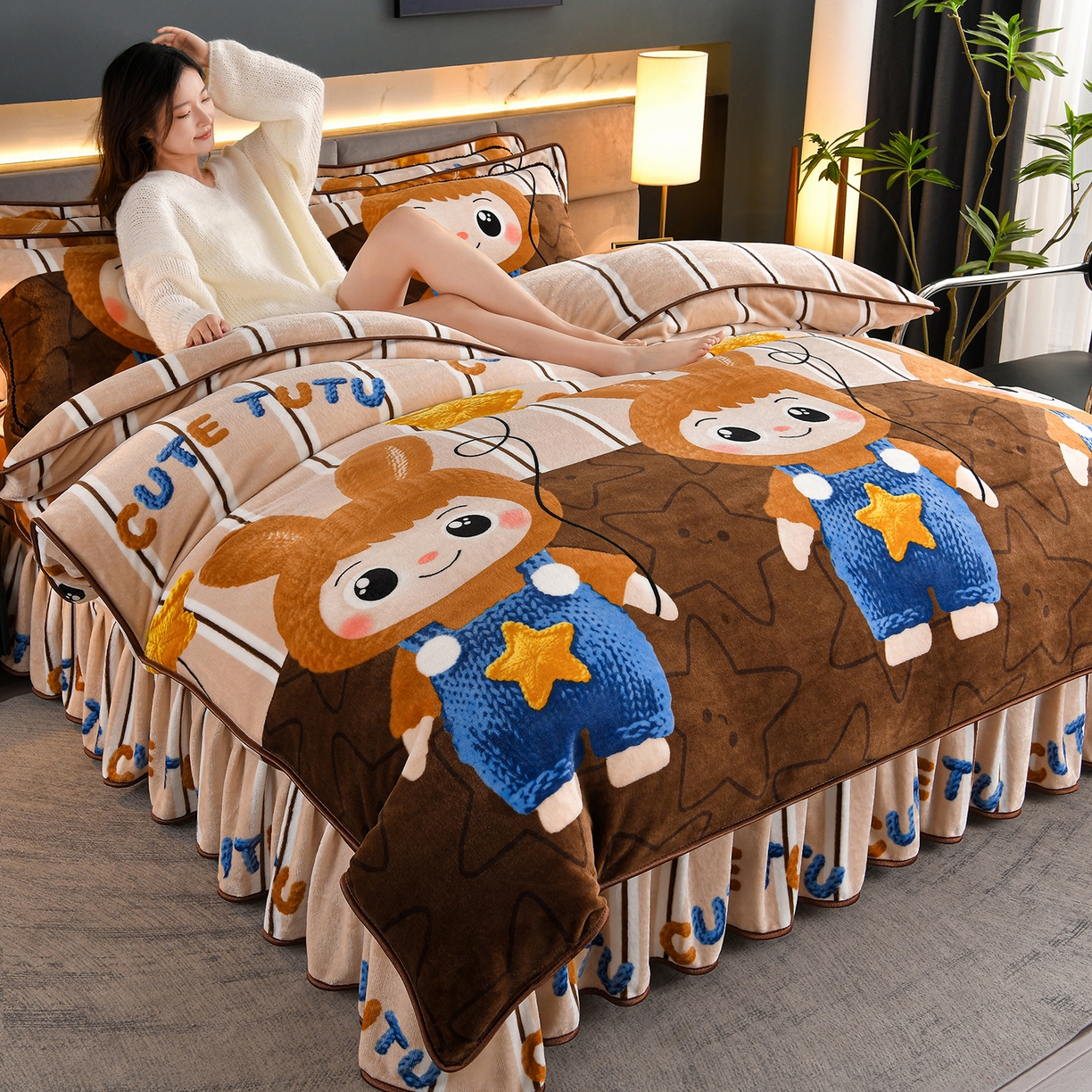 91家纺网 家纺一手货源 找家纺 （总）缘莉娜家纺 2025高克重8斤牛奶绒四件套金貂绒法莱绒加厚保暖直播电商爆款