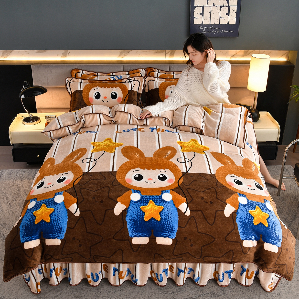 91家纺网 家纺一手货源 找家纺 （总）缘莉娜家纺 2025高克重8斤牛奶绒四件套金貂绒法莱绒加厚保暖直播电商爆款