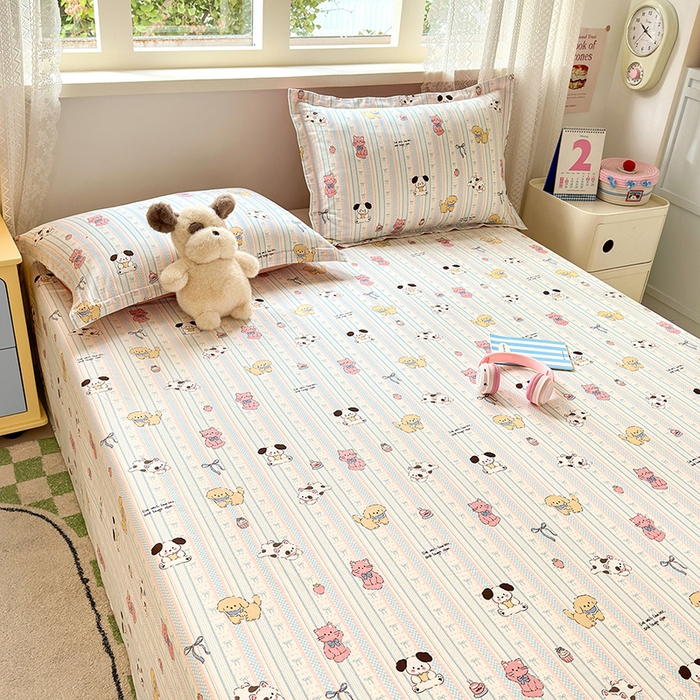 91家纺网 家纺一手货源 找家纺 拾物记 2026新款第一批12868A类新疆全棉单品床单系列 粉粉猫咪酱