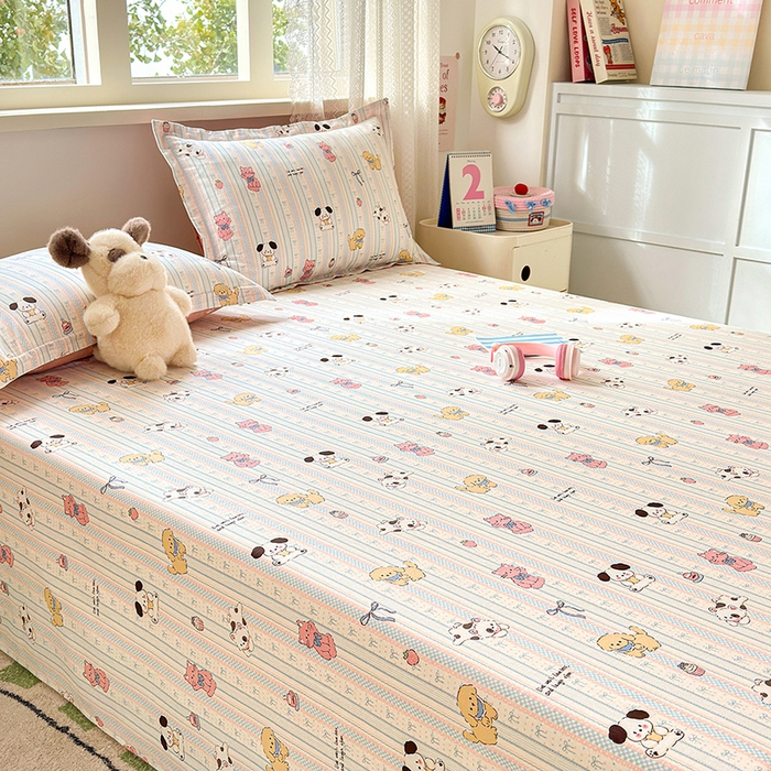 91家纺网 家纺一手货源 找家纺 拾物记 2026新款第一批12868A类新疆全棉单品床单系列 粉粉猫咪酱