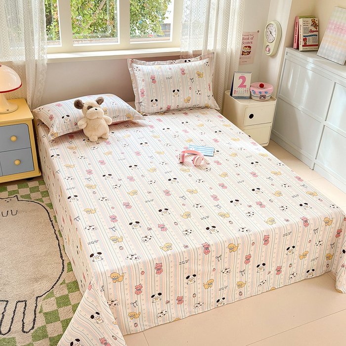 91家纺网 家纺一手货源 找家纺 拾物记 2026新款第一批12868A类新疆全棉单品床单系列 粉粉猫咪酱