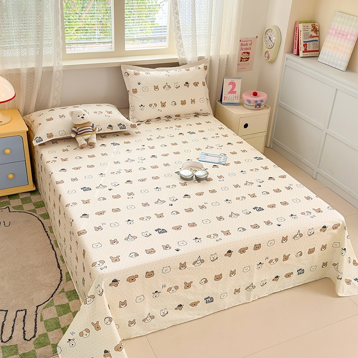 91家纺网 家纺一手货源 找家纺 拾物记 2026新款第一批12868A类新疆全棉单品床单系列 简笔小汪