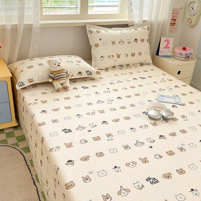 91家纺网 家纺一手货源 找家纺 拾物记 2026新款第一批12868A类新疆全棉单品床单系列 简笔小汪