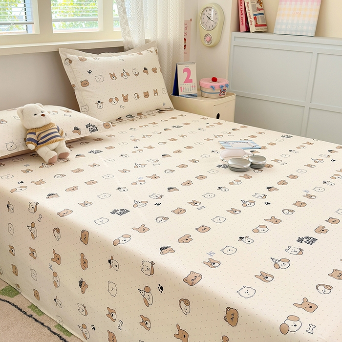 91家纺网 家纺一手货源 找家纺 拾物记 2026新款第一批12868A类新疆全棉单品床单系列 简笔小汪