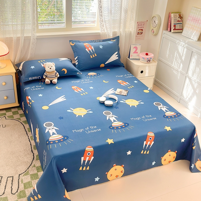 91家纺网 家纺一手货源 找家纺 拾物记 2026新款第一批12868A类新疆全棉单品床单系列 快乐宇航员