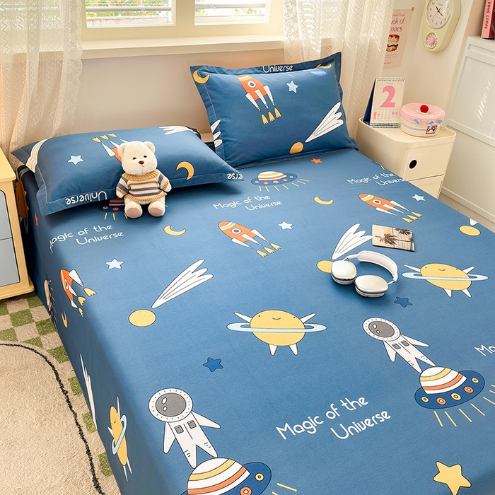 91家纺网 家纺一手货源 找家纺 拾物记 2026新款第一批12868A类新疆全棉单品床单系列 快乐宇航员