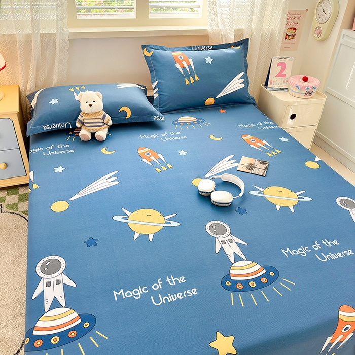 91家纺网 家纺一手货源 找家纺 拾物记 2026新款第一批12868A类新疆全棉单品床单系列 快乐宇航员