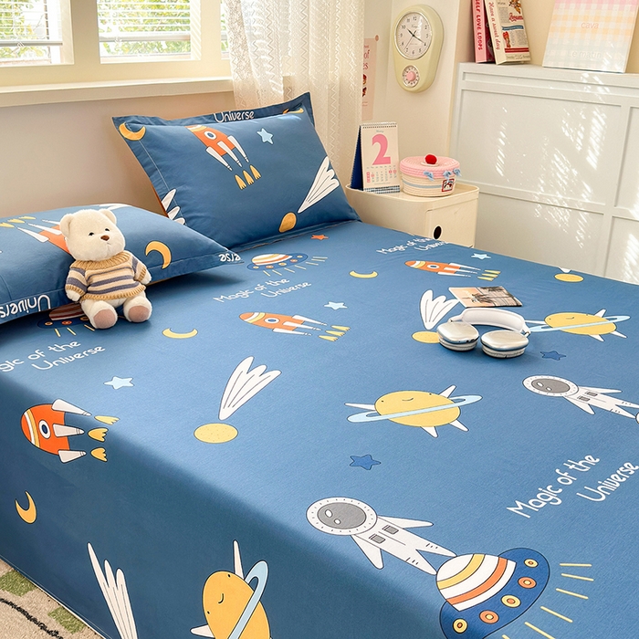 91家纺网 家纺一手货源 找家纺 拾物记 2026新款第一批12868A类新疆全棉单品床单系列 快乐宇航员