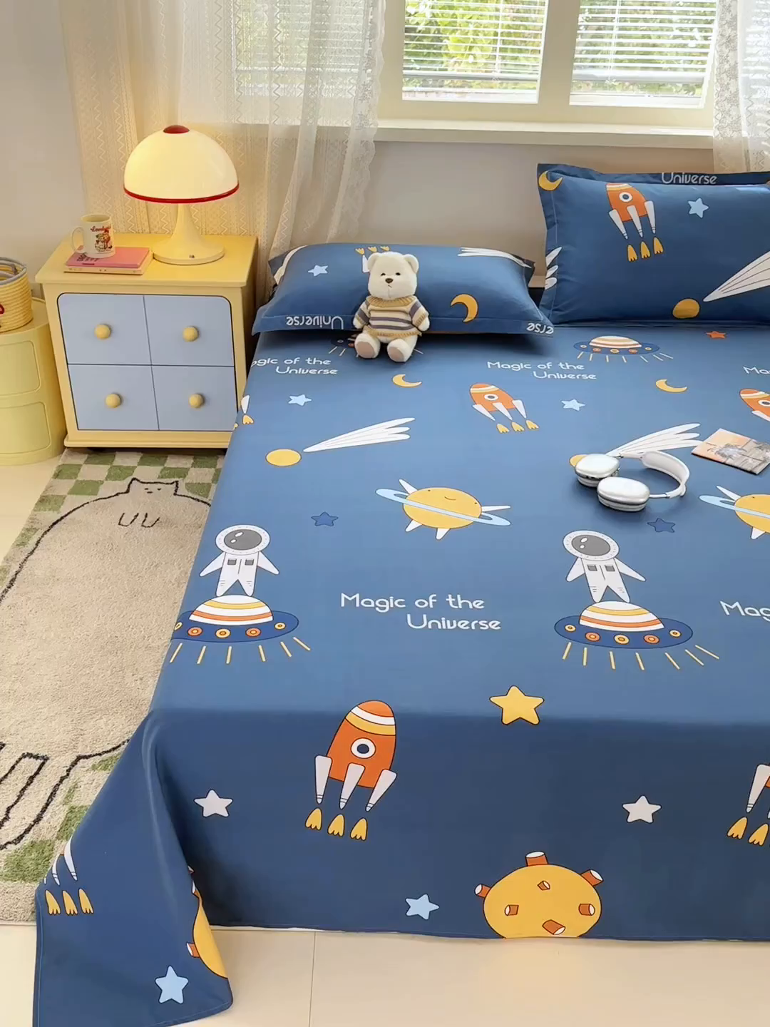 91家纺网 家纺一手货源 找家纺 拾物记 2026新款第一批12868A类新疆全棉单品床单系列 快乐宇航员