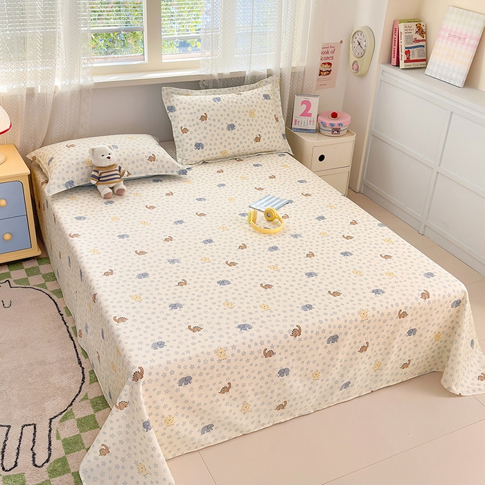 91家纺网 家纺一手货源 找家纺 拾物记 2026新款第一批12868A类新疆全棉单品床单系列 蓝星动物园