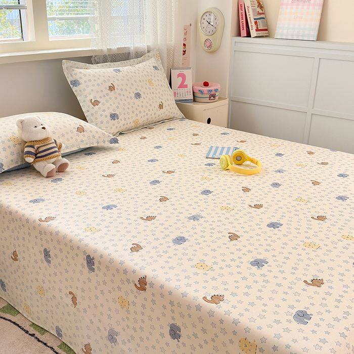 91家纺网 家纺一手货源 找家纺 拾物记 2026新款第一批12868A类新疆全棉单品床单系列 蓝星动物园