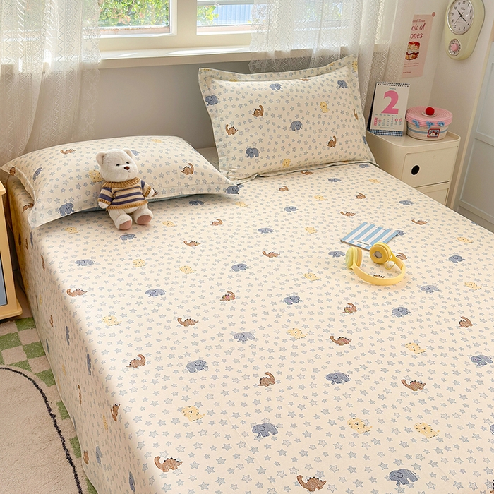 91家纺网 家纺一手货源 找家纺 拾物记 2026新款第一批12868A类新疆全棉单品床单系列 蓝星动物园