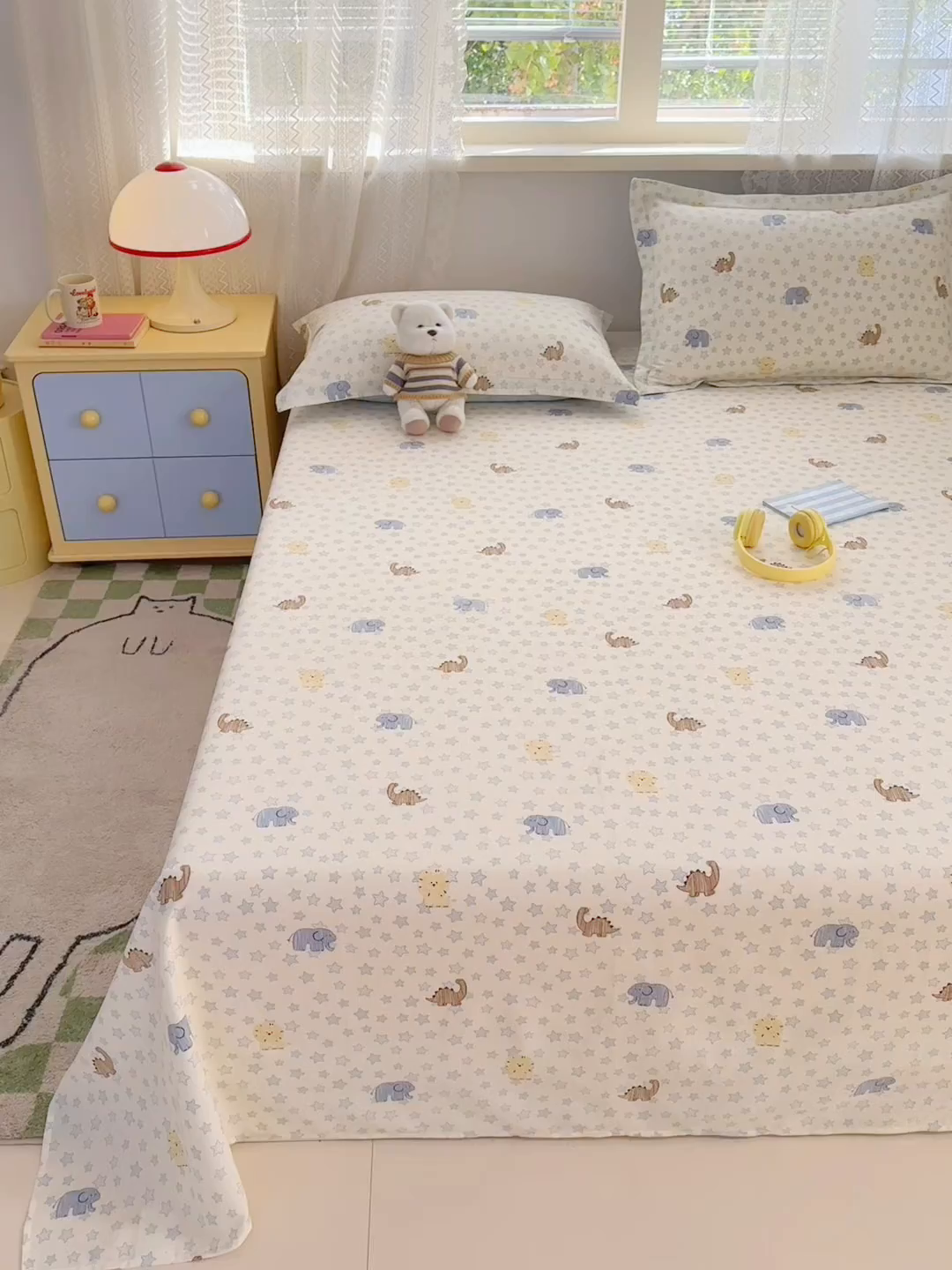 91家纺网 家纺一手货源 找家纺 拾物记 2026新款第一批12868A类新疆全棉单品床单系列 蓝星动物园