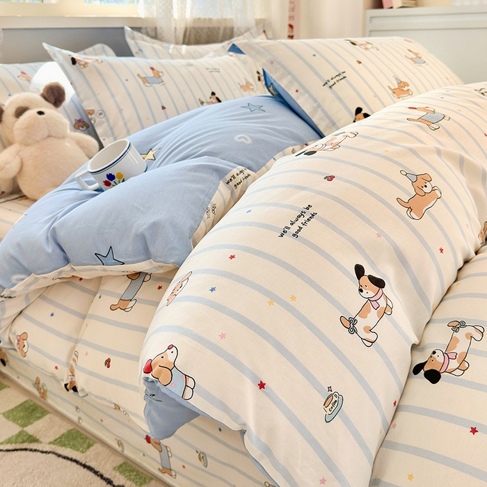 91家纺网 家纺一手货源 找家纺 拾物记 2026新款第一批12868A类全棉单品被套系列（预留7-9厘米的缩水尺寸，加厚金属双拉链头、暗线四面锁边，四角全棉绑带） 糖纸童年