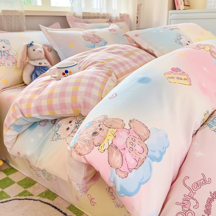 91家纺网 家纺一手货源 找家纺 拾物记 2026新款第一批12868A类新疆全棉单品被套系列（预留7-9厘米的缩水尺寸，加厚金属双拉链头、暗线四面锁边，四角全棉绑带） 云间甜梦