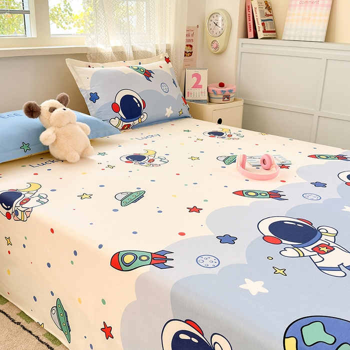 91家纺网 家纺一手货源 找家纺 拾物记 2026新款第一批12868A类新疆全棉单品床单系列 太空卫士