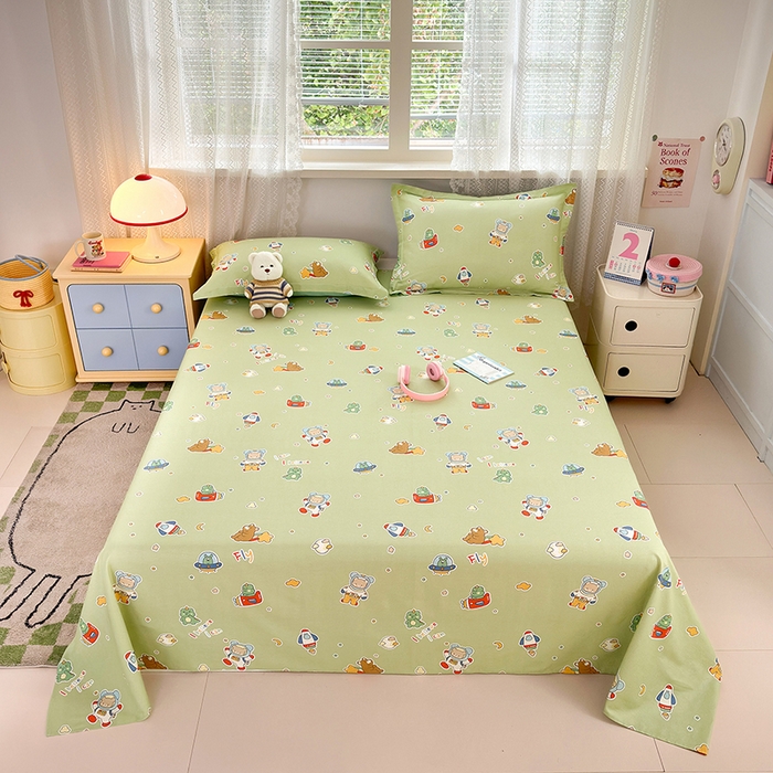 91家纺网 家纺一手货源 找家纺 拾物记 2026新款第一批12868A类新疆全棉单品床单系列 太空熊