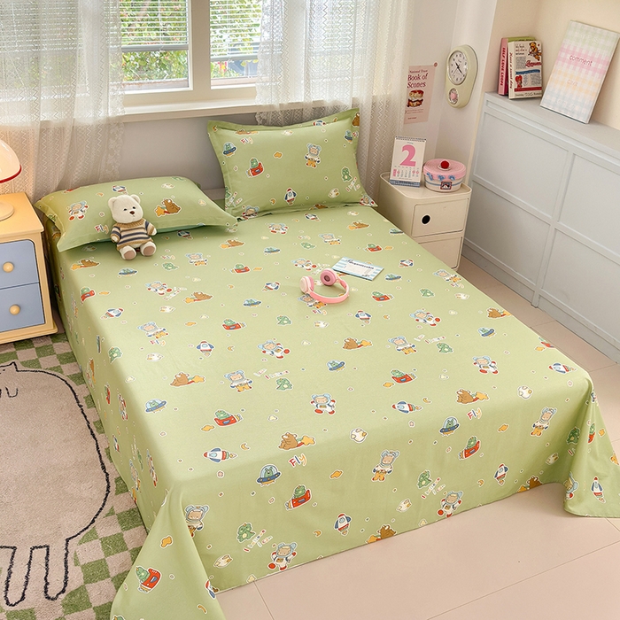 91家纺网 家纺一手货源 找家纺 拾物记 2026新款第一批12868A类新疆全棉单品床单系列 太空熊